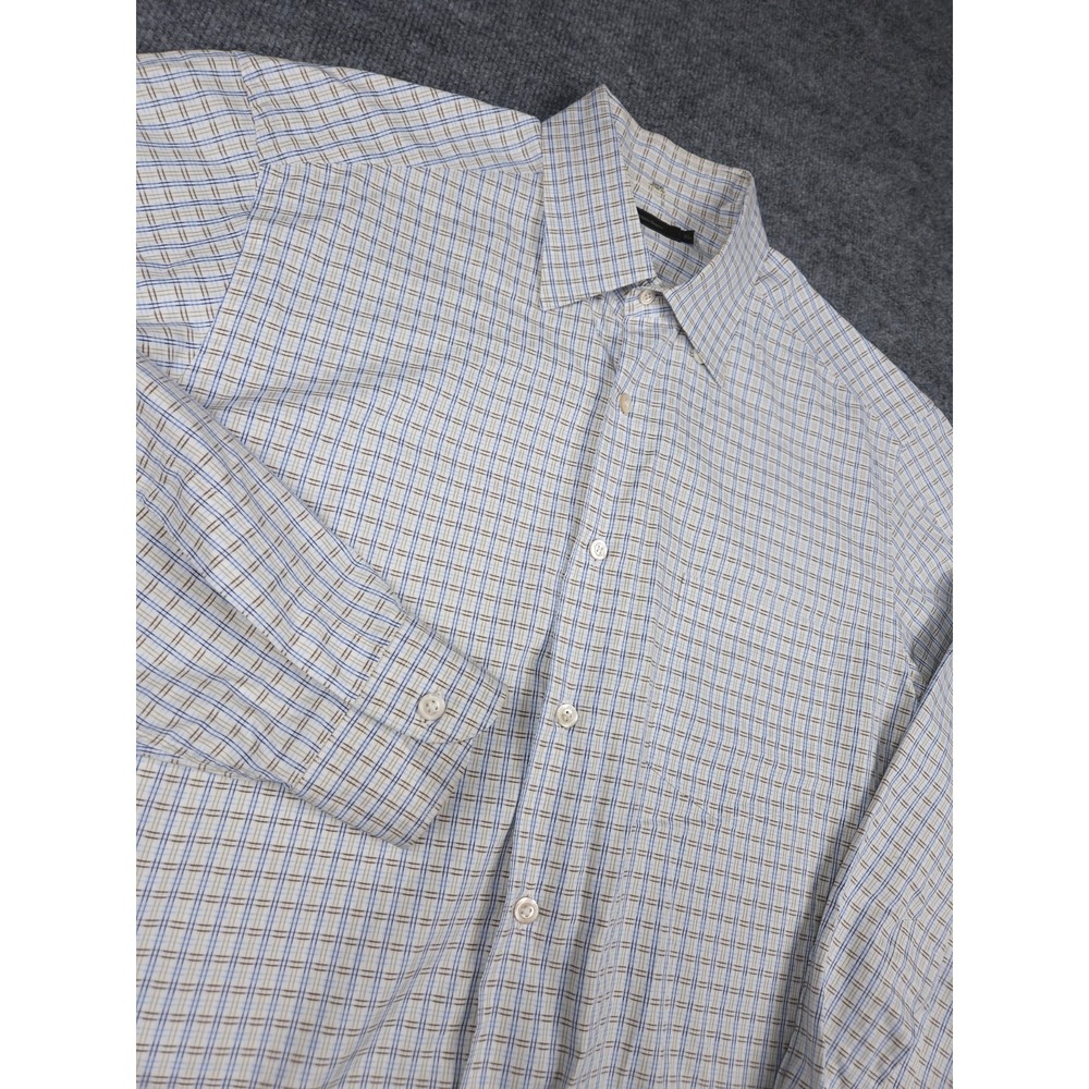 Ermenegildo Zegna Dress Shirt Men's XL Plaid Button Up Cotton Collared